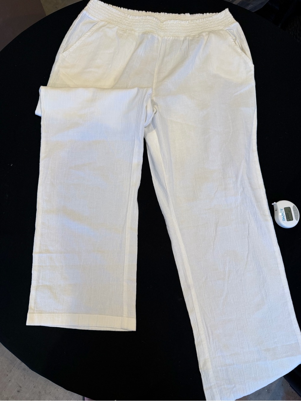 Coldwater Creek White Cotton Pull On Wide Leg Pants Large Coastal
